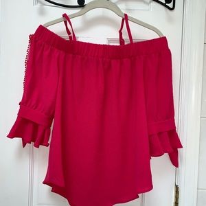 BCX pink long bell sleeve blouse.